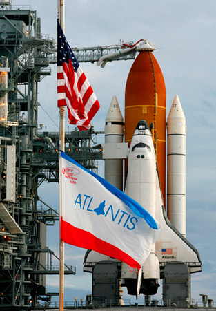 The Space Shuttle Atlantis on launch day.